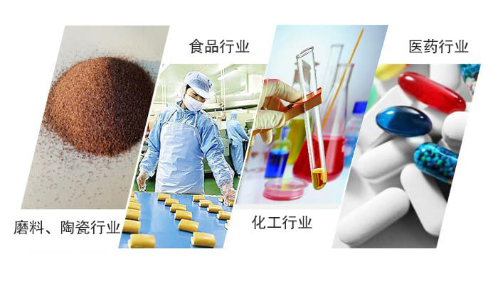 圓形旋振篩適用行業：磨料，陶瓷行業，食品行業，化工行業，醫藥行業。